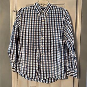 Izod Blue & White Checked Long Sleeve Shirt